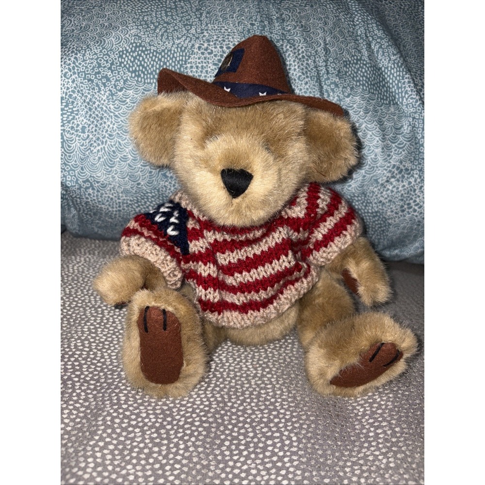 Pickford Bears LTD Vintage Cody Brass Button Bear Flag Sweater and Hat 12"